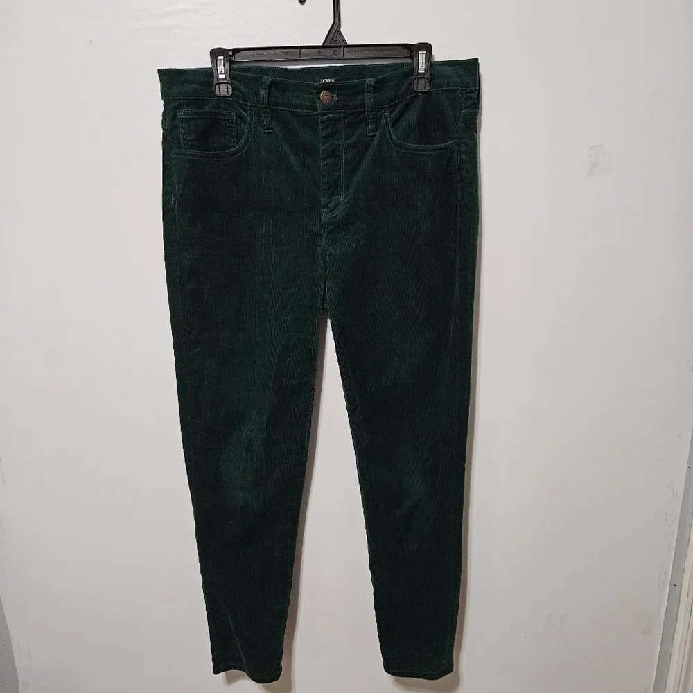 J. Crew City Fit Emerald Green Corduroy Pants Women’s Size 31 Stretch B16